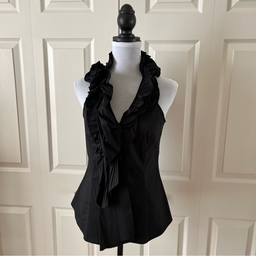 White House Black Market Black Halter Sheath Top - Picture 4 of 5